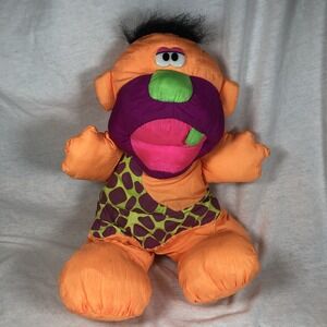 Fisher Price Puffalump Grrrrunts Caveman Orange Purple Bone 1992 Vintage Grunts